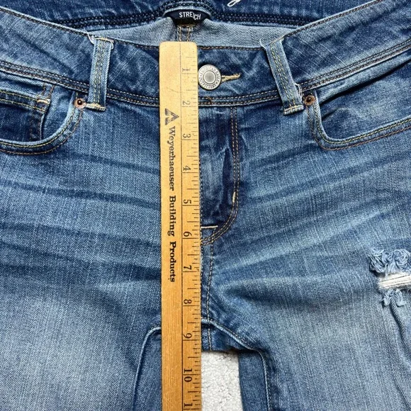 American Eagle Jeans Womens 12 Long Slim Boot Blue Denim Stretch Low Rise Y2k - Picture 14 of 16